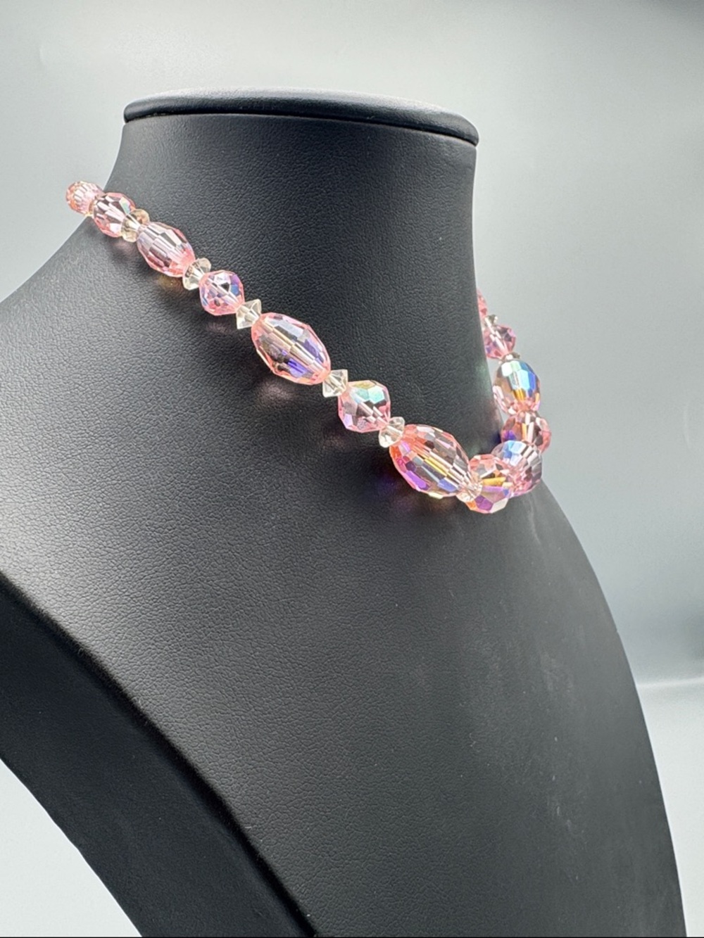 RARE Laguana Pink Aurora Crystal Bead Necklace - Picture 2 of 5